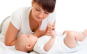 Infant care provider with baby at Delaware OH daycare